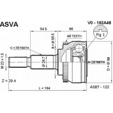 VO-192A48 ASVA Шарнирный комплект, приводной вал