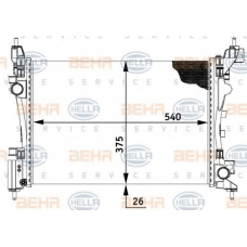 8MK 376 728-784 HELLA Радиатор, охлаждение двигателя