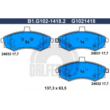 B1.G102-1418.2 GALFER Комплект тормозных колодок, дисковый тормоз