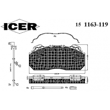 151163-119 ICER Комплект тормозных колодок, дисковый тормоз