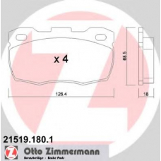 21519.180.1 ZIMMERMANN Комплект тормозных колодок, дисковый тормоз