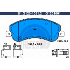 B1.G120-1061.2 GALFER Комплект тормозных колодок, дисковый тормоз