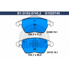 B1.G102-0745.2 GALFER Комплект тормозных колодок, дисковый тормоз