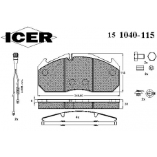 151040-115 ICER Комплект тормозных колодок, дисковый тормоз