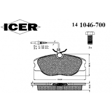 141046-700 ICER Комплект тормозных колодок, дисковый тормоз