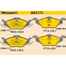 BA2173 BARUM Комплект тормозных колодок, дисковый тормоз
