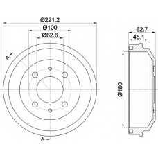 8DT 355 302-681 HELLA PAGID Тормозной барабан