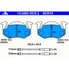 13.0460-3915.2 ATE Комплект тормозных колодок, дисковый тормоз