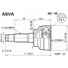 MZ-08 ASVA Шарнирный комплект, приводной вал