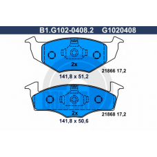 B1.G102-0408.2 GALFER Комплект тормозных колодок, дисковый тормоз