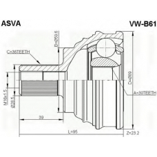 VW-B61 ASVA Шарнирный комплект, приводной вал
