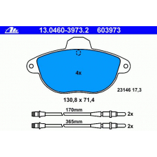 13.0460-3973.2 ATE Комплект тормозных колодок, дисковый тормоз
