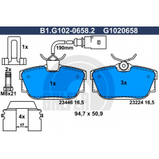 B1.G102-0658.2 GALFER Комплект тормозных колодок, дисковый тормоз