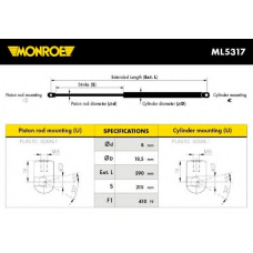 ML5317 MONROE Газовая пружина, крышка багажник