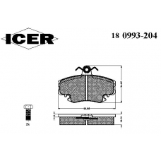 180993-204 ICER Комплект тормозных колодок, дисковый тормоз