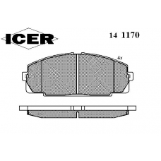 141170 ICER Комплект тормозных колодок, дисковый тормоз