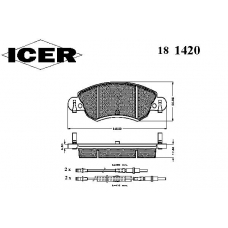 181420 ICER Комплект тормозных колодок, дисковый тормоз