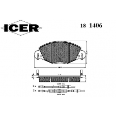 181406 ICER Комплект тормозных колодок, дисковый тормоз