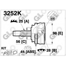 3252K GLO Шарнирный комплект, приводной вал