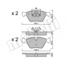 22-0557-5 METELLI Комплект тормозных колодок, дисковый тормоз