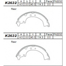 K2632 ASIMCO Комплект тормозных колодок