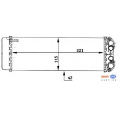8FH 351 313-491 HELLA Теплообменник, отопление салона