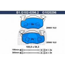 B1.G102-0296.2 GALFER Комплект тормозных колодок, дисковый тормоз