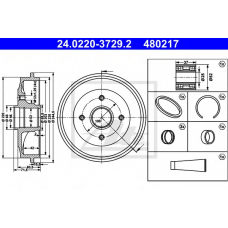24.0220-3729.2 ATE Тормозной барабан