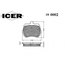 180002 ICER Комплект тормозных колодок, дисковый тормоз