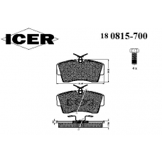 180815-700 ICER Комплект тормозных колодок, дисковый тормоз