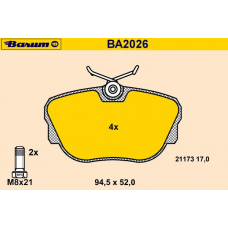 BA2026 BARUM Комплект тормозных колодок, дисковый тормоз