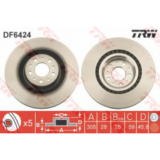 DF6424 TRW Тормозной диск
