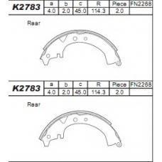 K2783 ASIMCO Комплект тормозных колодок