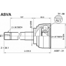 TY-59 ASVA Шарнирный комплект, приводной вал