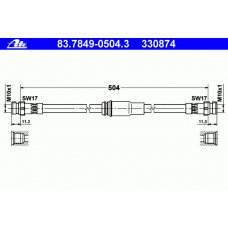 83.7849-0504.3 ATE Тормозной шланг
