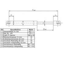 BGS11162 BUGIAD Газовая пружина, заднее стекло