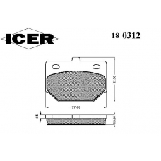 180312 ICER Комплект тормозных колодок, дисковый тормоз