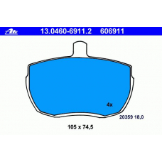 13.0460-6911.2 ATE Комплект тормозных колодок, дисковый тормоз
