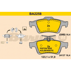BA2258 BARUM Комплект тормозных колодок, дисковый тормоз