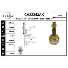 CV22243AK EAI Шарнирный комплект, приводной вал