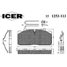 151253-113 ICER Комплект тормозных колодок, дисковый тормоз