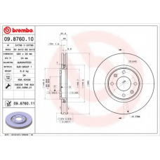 09.8760.11 BREMBO Тормозной диск