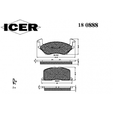 180888 ICER Комплект тормозных колодок, дисковый тормоз