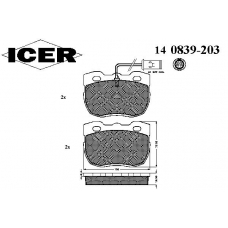140839-203 ICER Комплект тормозных колодок, дисковый тормоз