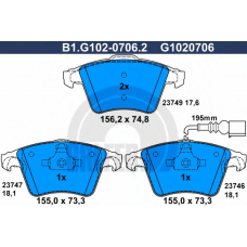 B1.G102-0706.2 GALFER Комплект тормозных колодок, дисковый тормоз