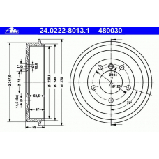 24.0222-8013.1 ATE Тормозной барабан