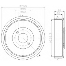 8DT 355 301-091 HELLA Тормозной барабан