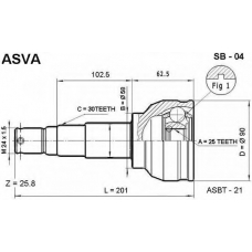 SB-04 ASVA Шарнирный комплект, приводной вал