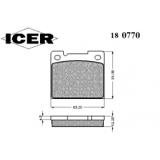 180770 ICER Комплект тормозных колодок, дисковый тормоз