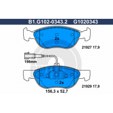 B1.G102-0343.2 GALFER Комплект тормозных колодок, дисковый тормоз